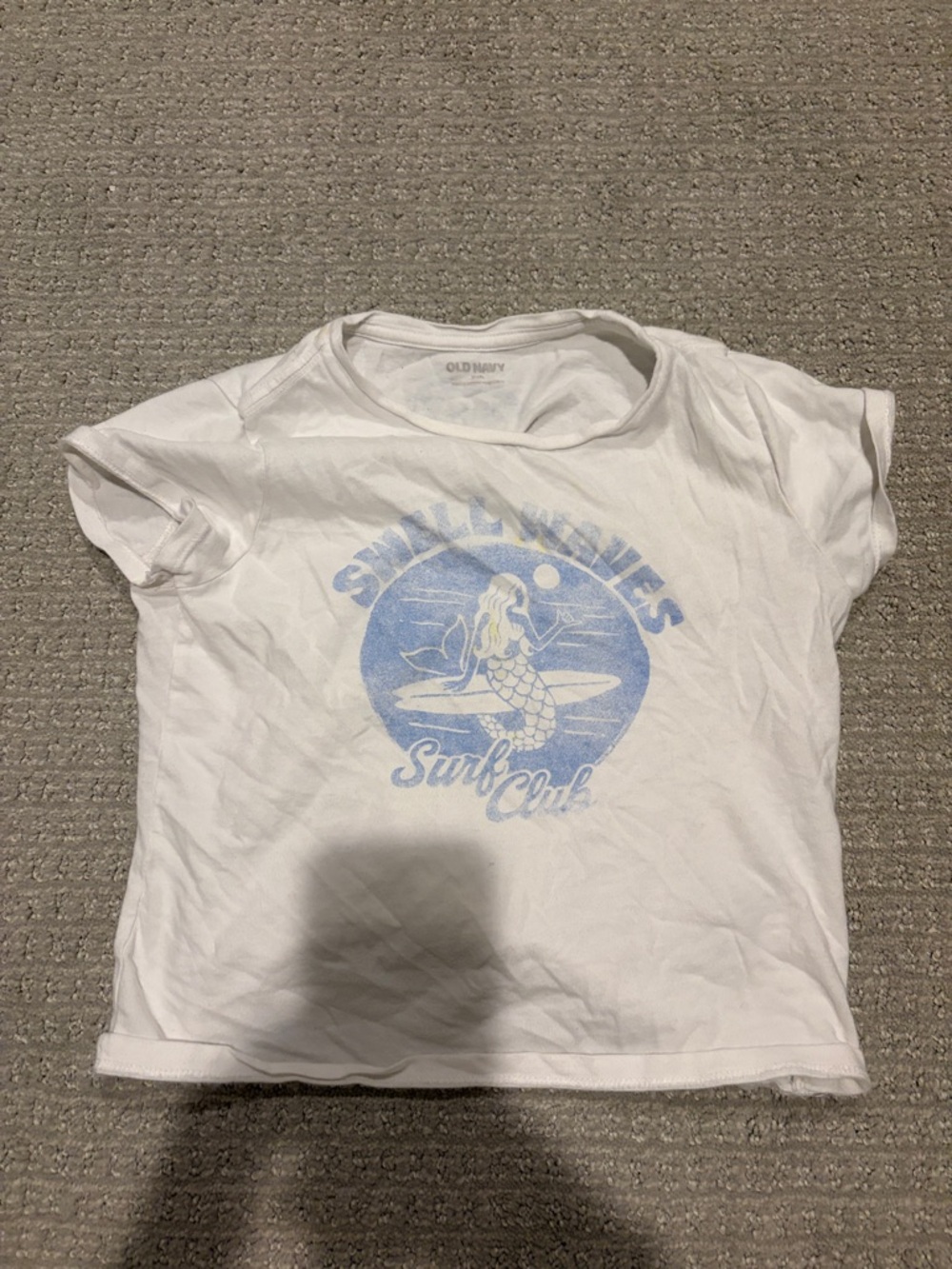Old Navy White & Light Blue Mermaid Surf Graphic Women's Swim Tee